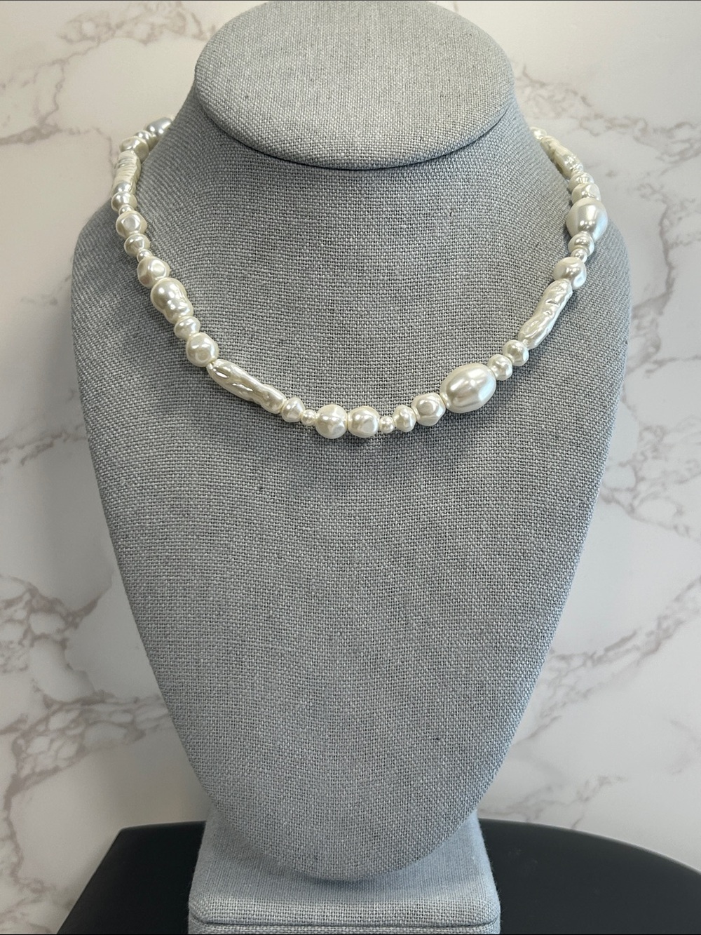 J. Crew White Glass Pearl Mix Necklace